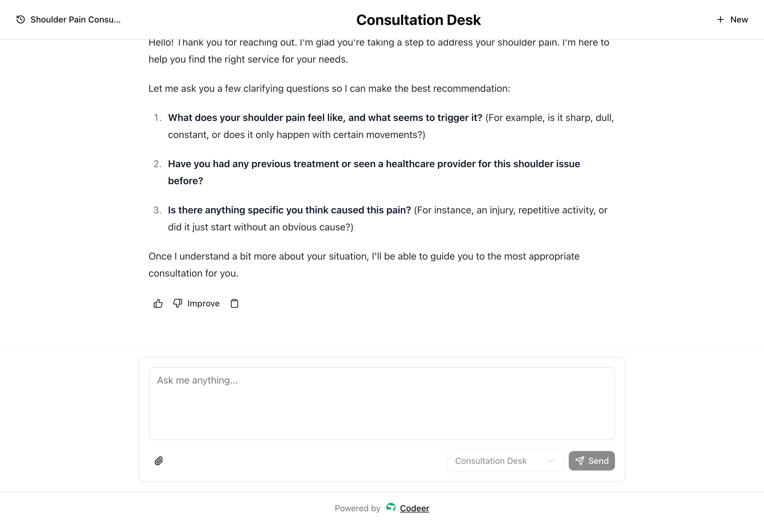 Published web client responding to a first test question