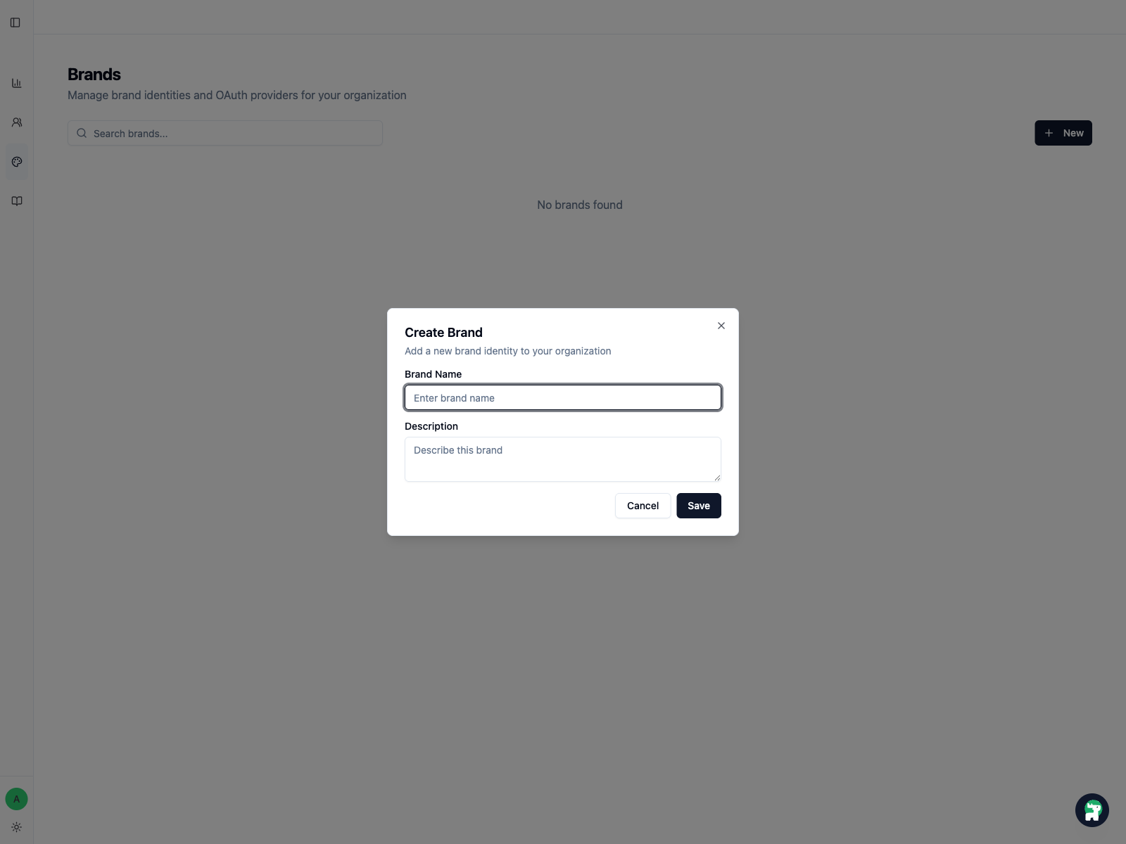 Create Brand modal